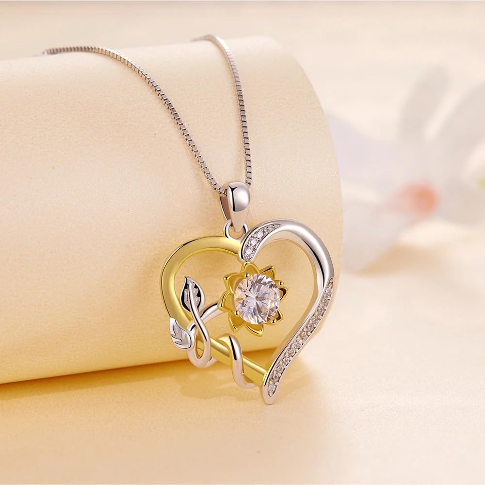CCJM Sunflower Necklace for Women,Mothers Day Anniversary Birthday Christmas Gifts,You Are My Sunshine Sunflower Necklace Gift for Mom Granddaughter Wife Girlfriend Daughter Sister