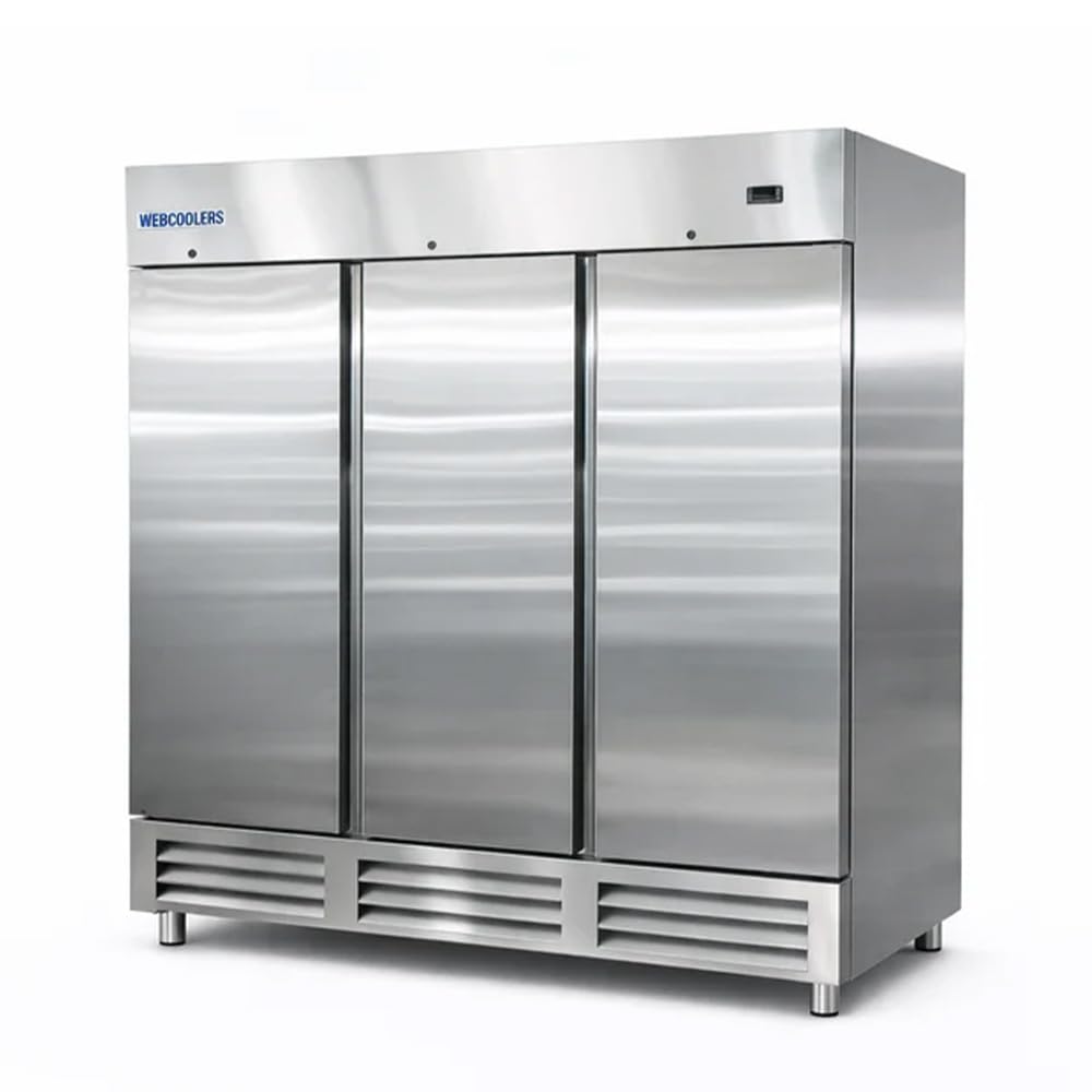NAFCOOL Commercial Freezer Stainless Steel Freezer,66 Cu.ft Reach In Solid Single Door Merchandiser Cooler for Restaurant, Bar, Shop with LED Light Adjustable Shelves, ETL Sanitation,81" Wide