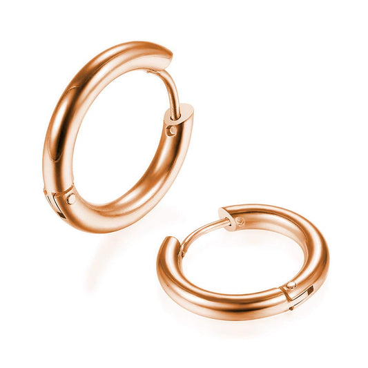 316L Surgical Stainless Steel Huggie Hoop Earrings 6mm Rose Gold Hypoallergenic Earrings Hoop Cartilage Helix Lobes Hinged Sleeper Earrings For Men Women(A04:6mm Rose Gold(THK 2.0mm))