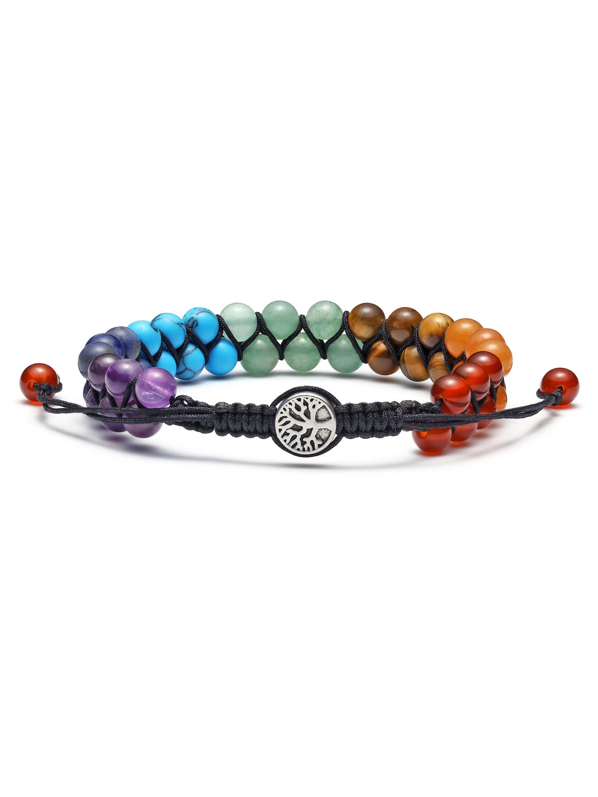 MANIFO 7 Chakra Healing Crystals Bracelet Womens Reiki Stone Rope Braided Gemstone Bracelets with Life Tree Charm Christmas Gift