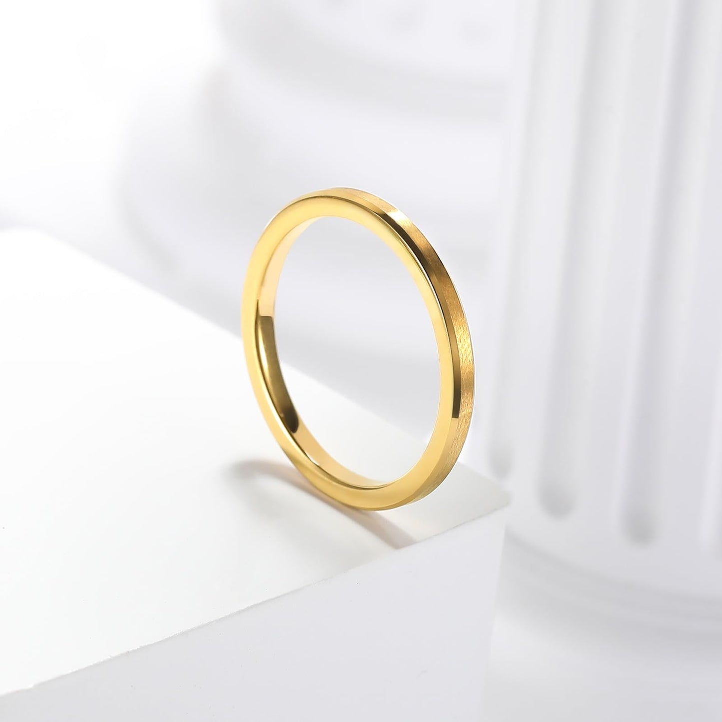 King Will 2mm Gold Tungsten Wedding Band Basic Wedding Ring For Men with Brushed Matte Surface Beveled Polished Edge Comfort Fit 13