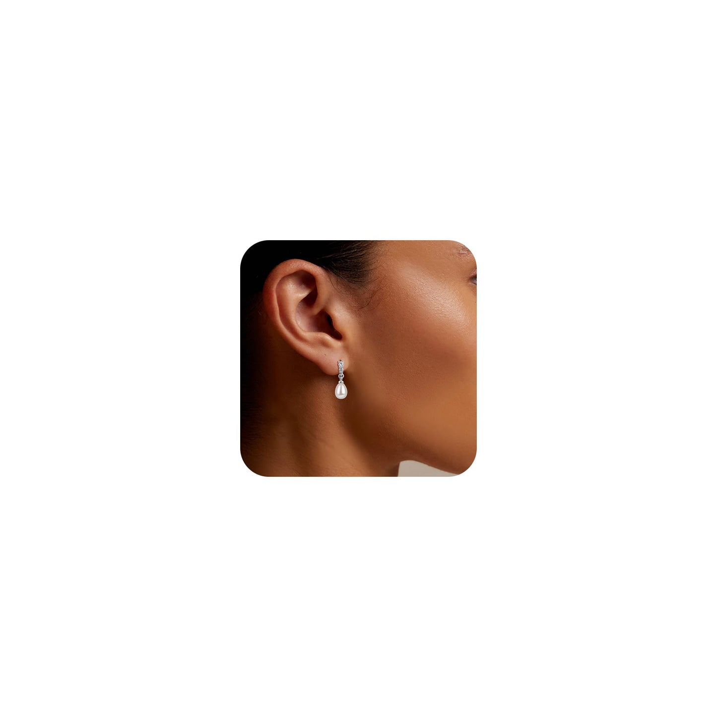 Pearl Earrings for Women, 14k Gold Plated Trendy Diamond Pearl Drop Earrings Hypoallergenic Dainty Bridal Gifts Wedding jewelry for Women