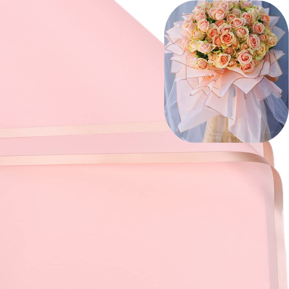 20 Sheets Pure color rose gold edge Flower Wrapping Paper,Florist Bouquet Supplies,DIY Crafts,Gift Packaging or Gift Box Packaging, Wraps Waterproof Floral Wrapping Paper 22.8x22.8Inch (Purple)