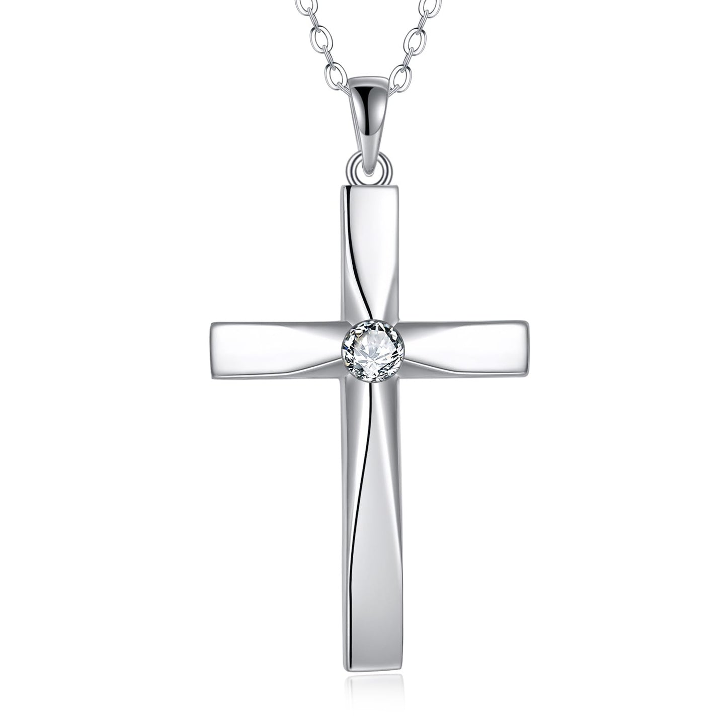 Moissanite Cross Necklace Sterling Silver Origami Cross Pendant Jewelry Gifts for Women Men(Moissanite Origami Cross)