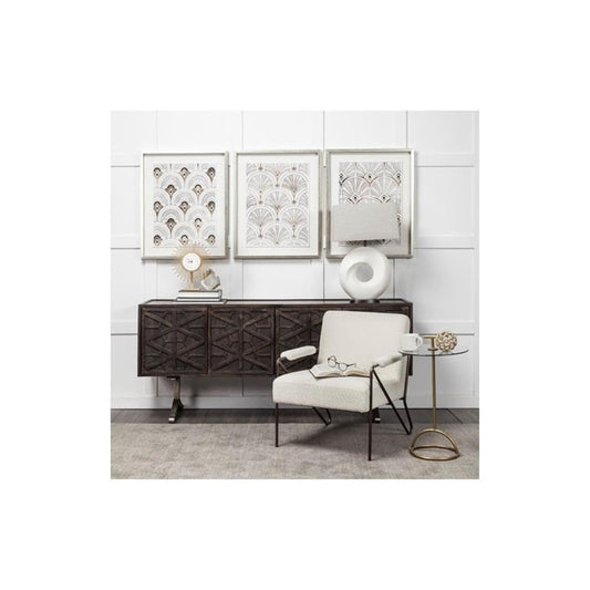 Pemberly Row Modern Clear Glass Sculpture, 5" L x 5" W x 6" H, Optical Glass with Gold Metal Base, Compact Accent Piece for Shelves, Desks or Centerpieces, Elegant Contemporary Home Decor