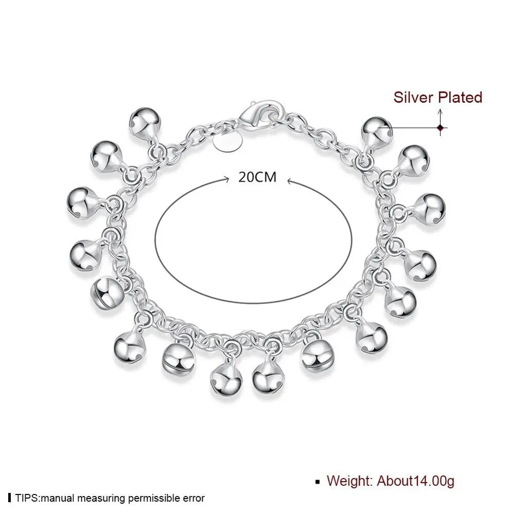 OSIRIDEH2 Bell Bracelet 925 Sterling Silver Bells Sounds Bead Chain Bracelet for Women Wedding Engagement Party Jewelry Jingling Bracelets (bracelet)