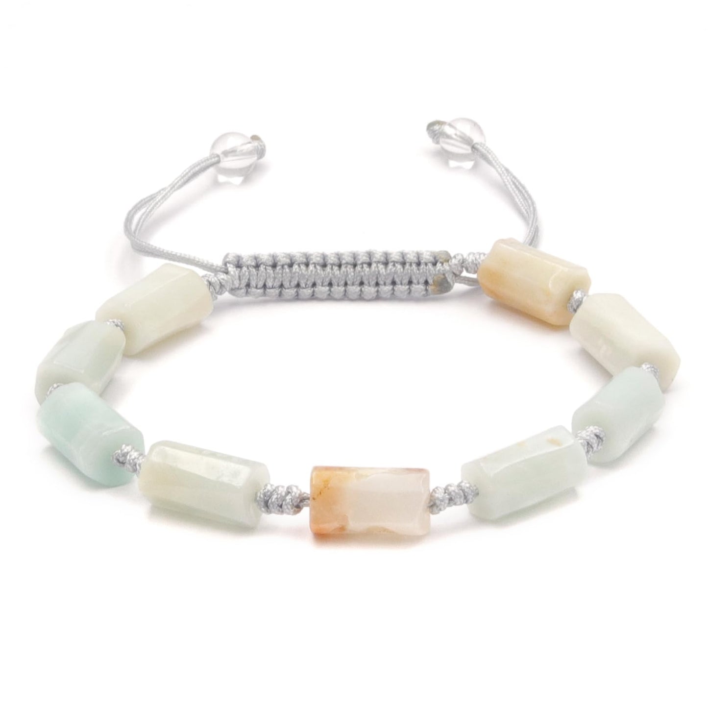 Onesmek Natural Amazonite Crystal Bracelet for Men - Healing Amazonite Crystals Mens Stone Beaded Bracelet, Handmade Chakra Energy Gemstone Adjustable Bracelets Jewelry Christmas Gift Idea for Men