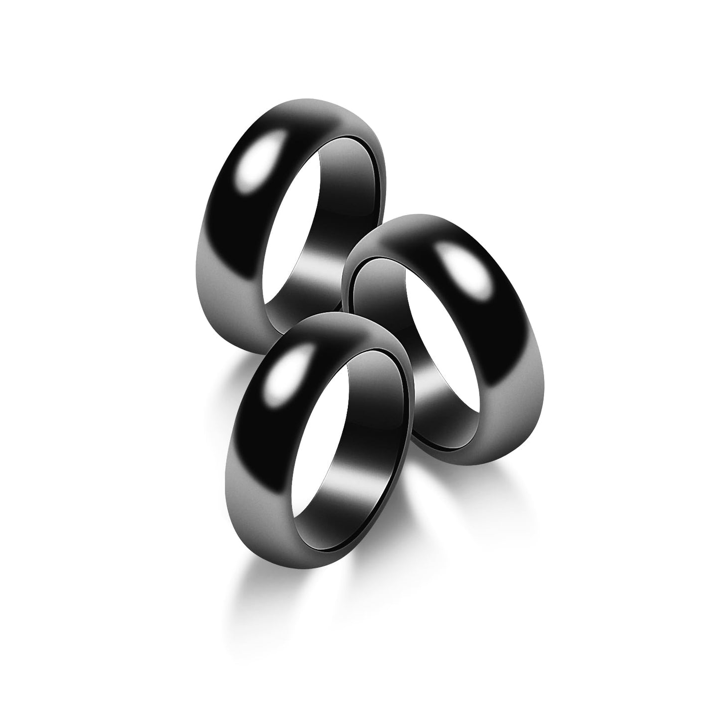 Fashtour Genuine Magnetic Hematite Rings (Set of 3), Black Hematite, for Men & Women, Anxiety Relief, Root Chakra Balance, Absorbs Negative Energies, （Size 12#）