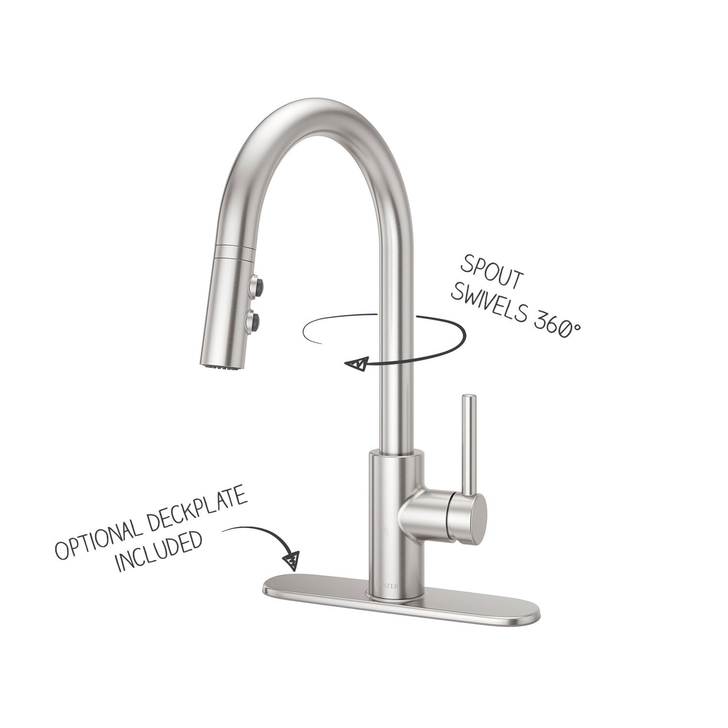 Pfister Stellen Kitchen Faucet with Pull Down Sprayer, Single Handle, High Arc, Stainless Steel Finish, LG529SAS