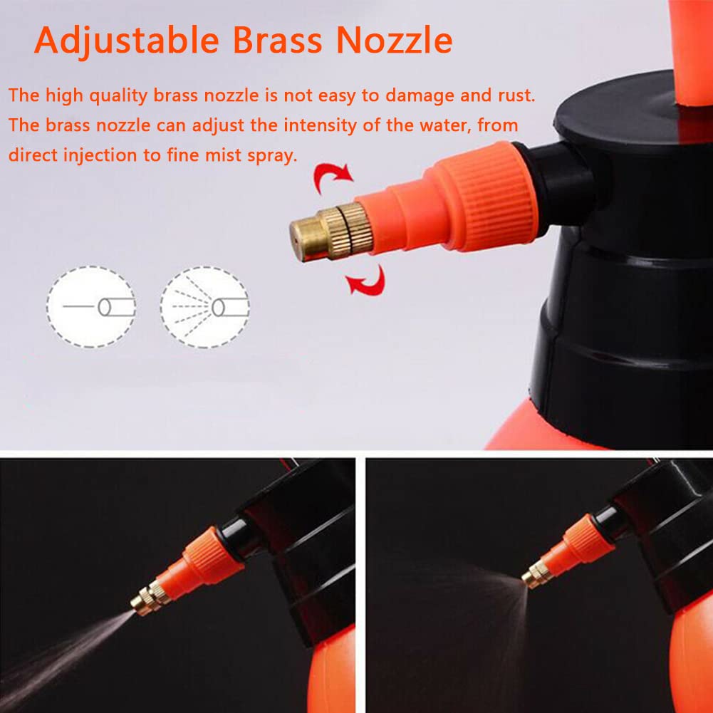 ANPTGHT 1 Pcs Garden Pump Sprayer, 0.5Gallon/68oz Hand-held Lawn Pressure Orange Spray Bottle with Adjustable Nozzle (FKM Gasket Update)