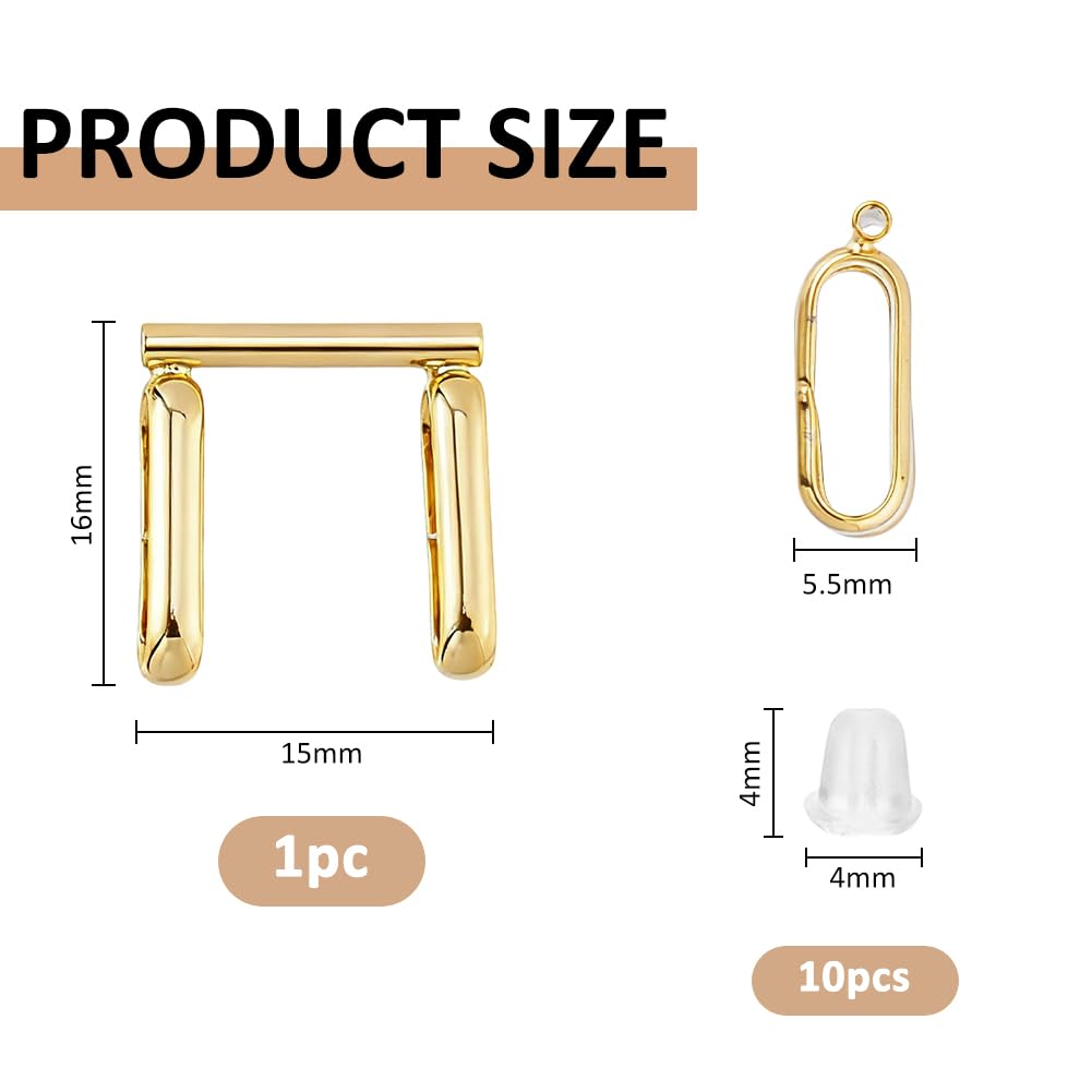 SUPERFINDINGS 1PC Alloy Brooch to Necklace Converter Golden Pin to Pendant Converter Brooch Pendant Converters with 10PCS Ear Nuts Jewelry Converters for Changing Brooches Pins to Choker Necklace