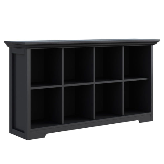 OSCHF Cube Shelf Bookcase with Base - Wooden 2 Tiers Floor Standing Low Storage Cabinet for Home and Office, 8-Cube Lattice Bookshelf, Black
