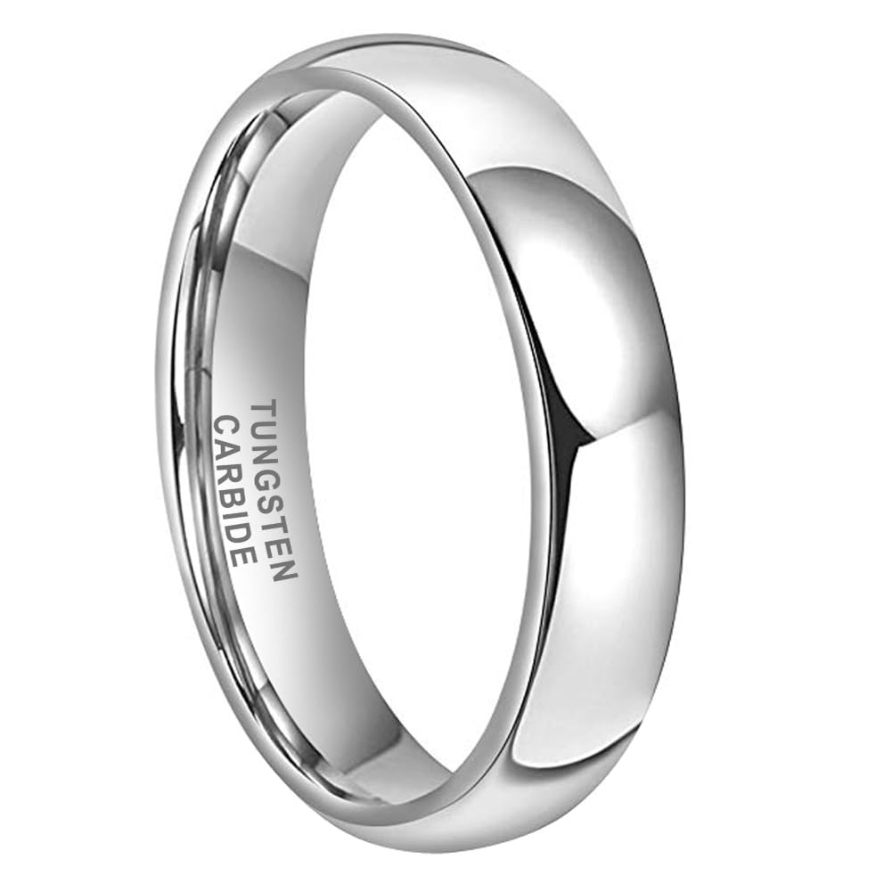 TUTISS 5mm Tungsten Carbide Rings for Men Women Engagement Wedding Bands Domed Polished Shiny Comfort Fit Size 9