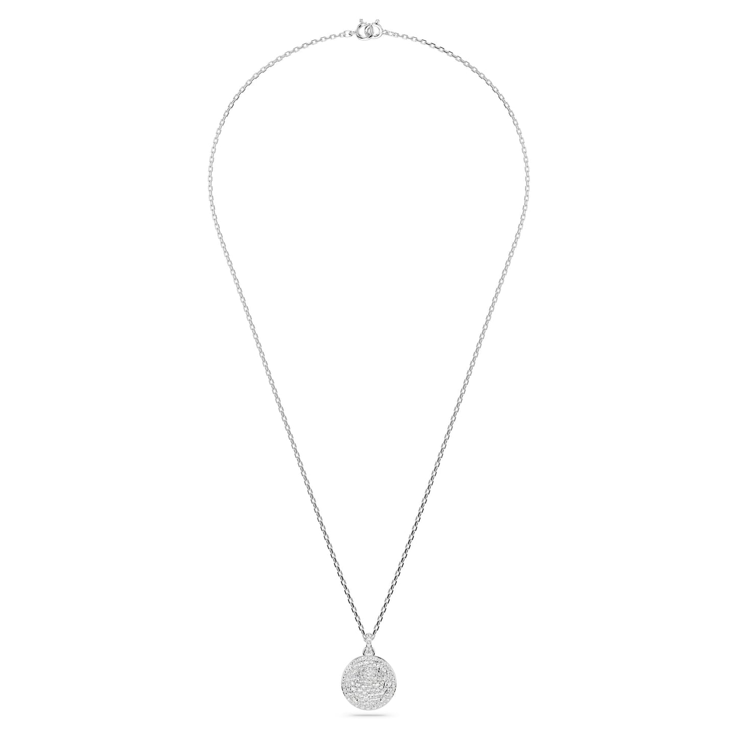 Swarovski Sublima Layered Pendant Necklace, Meteor Motif with Snow Pavé of Clear Round-Cut Crystals in a Rhodium-Finished Setting, Part of the Sublima Collection