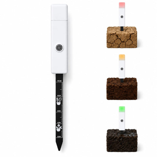 Soil Moisture Meter for Indoor Plants, Plant Moisture Meter with 3-Color Light Indicator, Soil Tester Probe for Houseplants, Succulents, Garden, Outdoor Potted Plants, One-Button Soil Moisture Sensor