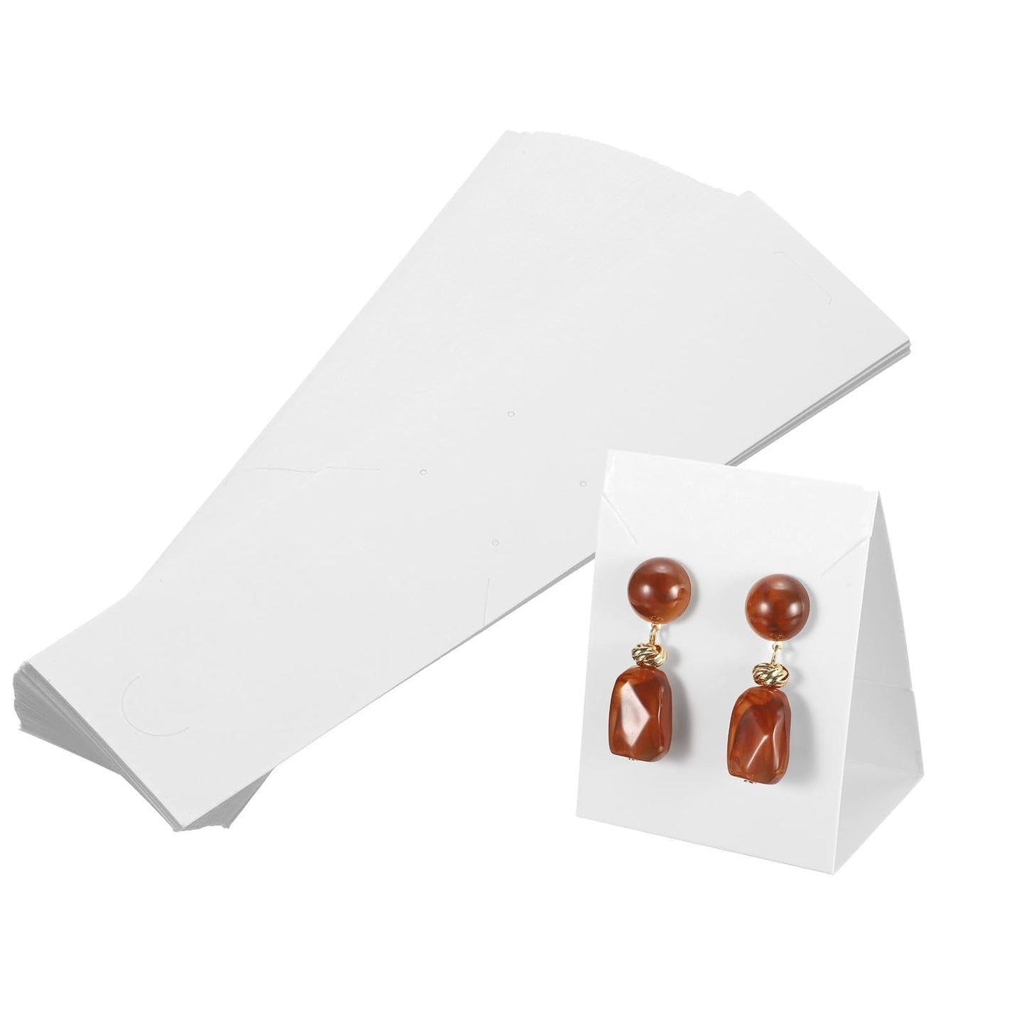 uxcell 50 Pcs Standing Earring Display Cards, Necklace Display Cards Jewelry Paper Bracelet Packaging for Selling Small Business Jewelry Making Keychain, White