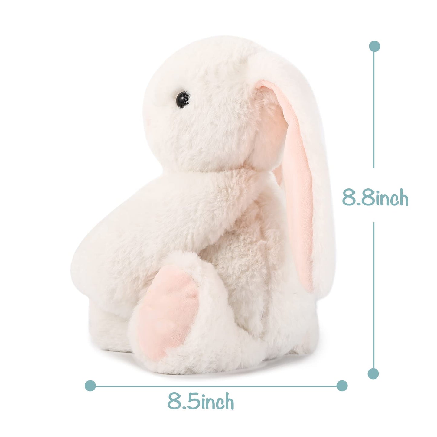 TCBunny Baby Bunny Bedtime Stuffed Animal Plush Toy Easter Stuffer Gifts for Girls, Boys, Kids 11" (White)
