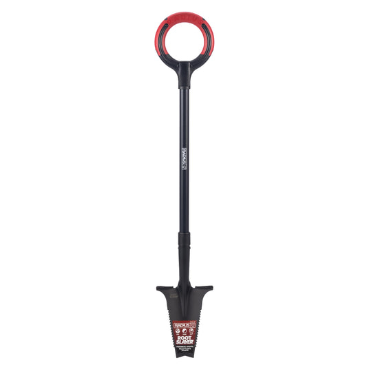 Root Slayer RS233 Perennial Garden Shovel with Serrated Blade for Digging and Root Cutting, Fiberglass Shaft, Heavy Duty Steel Spade, Black