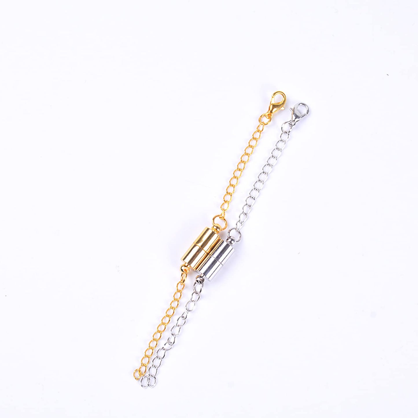 Mizeer Magnetic Necklace Extenders, Adjustable Chain Extenders for Necklaces, Magnetic Necklace Clasps and Closures with Extender Chains (4pcs | Gold & Silver)