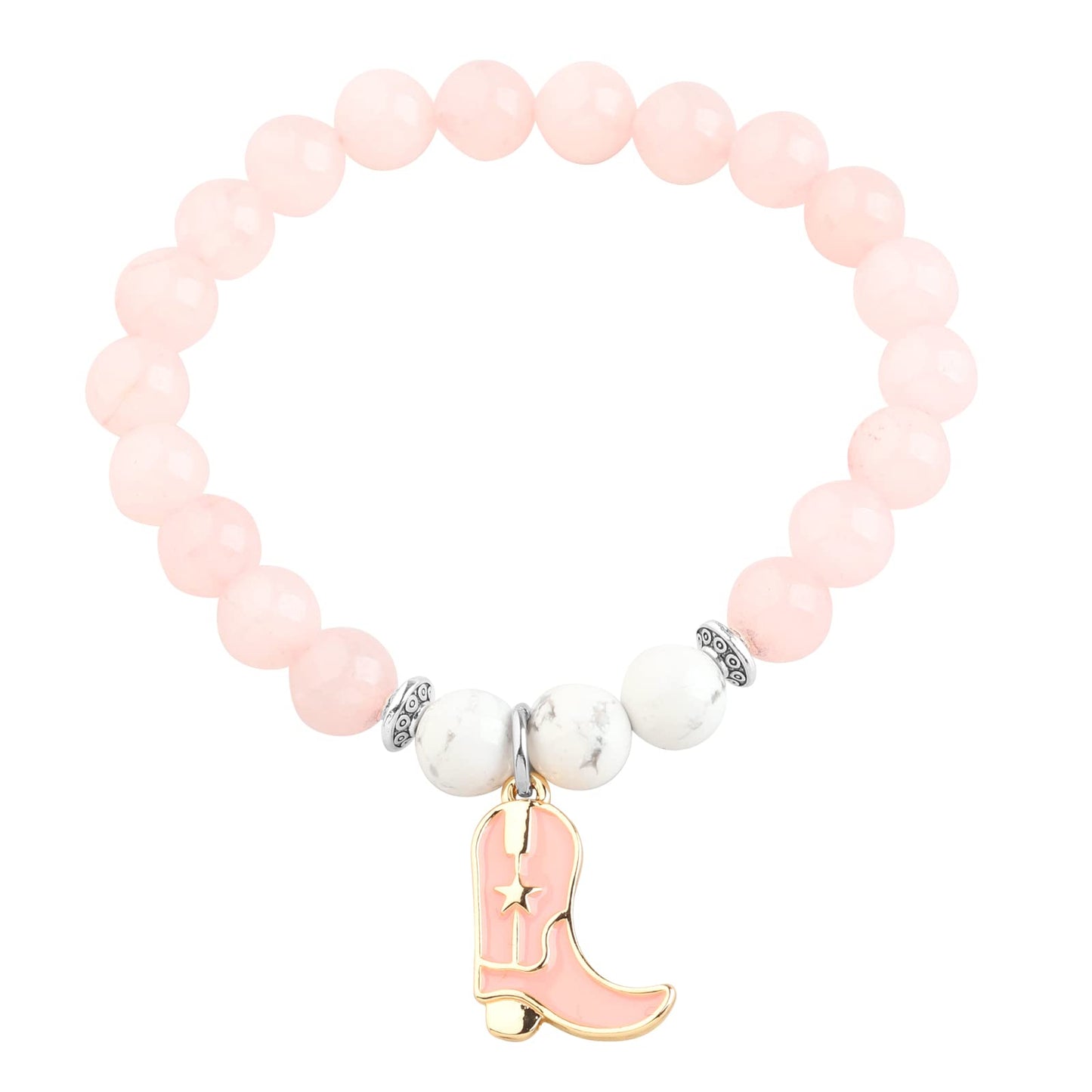 FUSTMW Cowgirl Boot Bracelet Horse Lovers Equestrian Gift for Horse Rider Owners Cowgirl Jewelry for Women (Pink Bracelet)