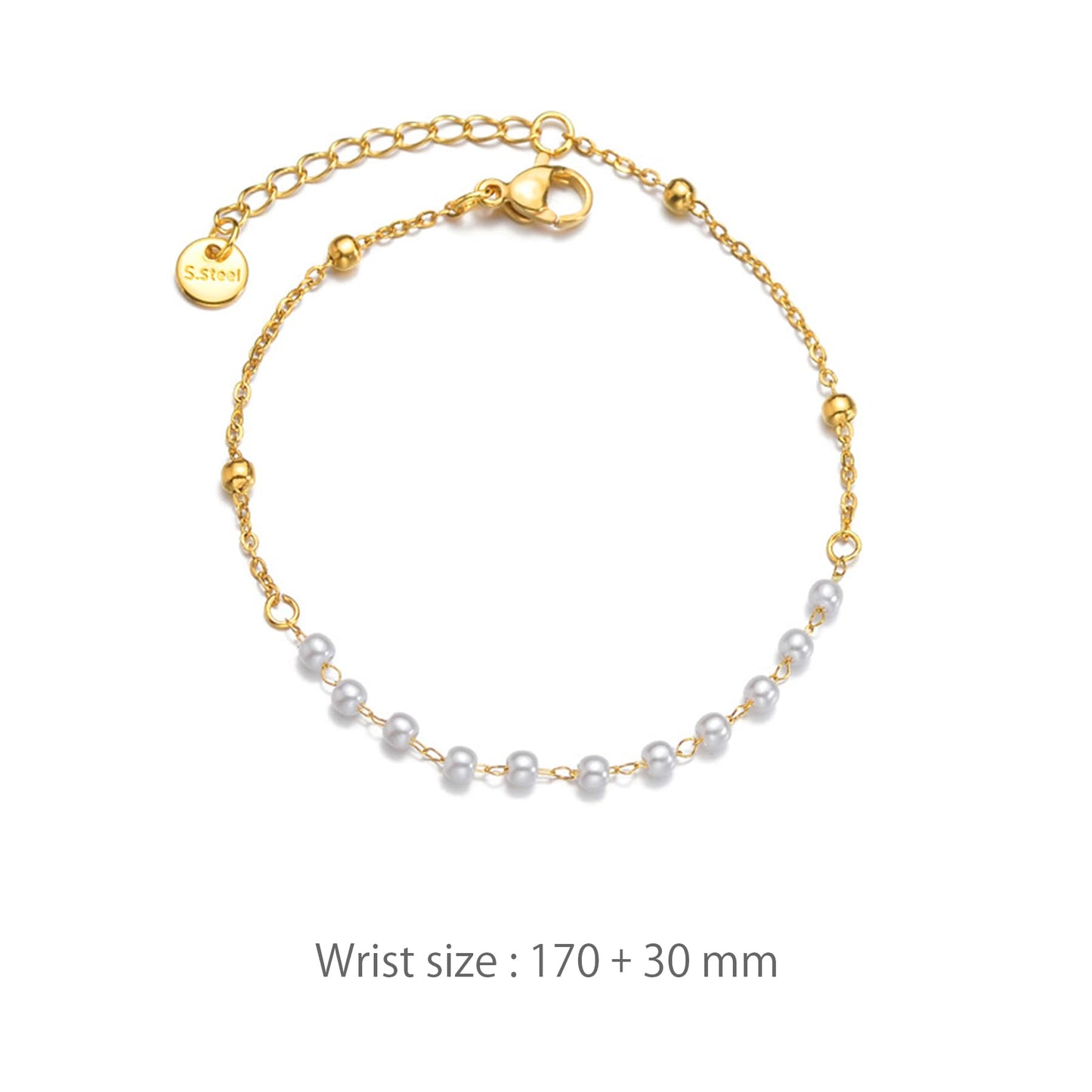 SBI Jewelry Gold Pearl Bracelets for Women Adjustable Gold Chain Bracelet Gifts for Women Birthday Wirstlet Jewelry