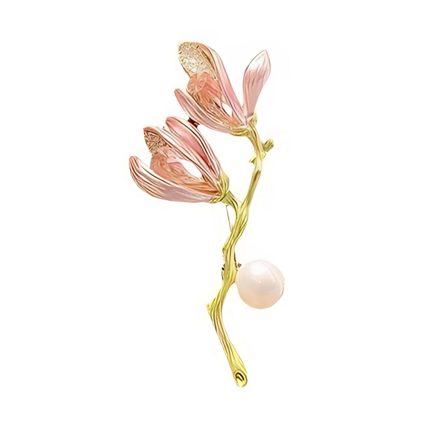 Elegant Flower Brooch for Women, Vintage Premium Enamel Boutonniere, Coat and Suit Pendant Necklace, Jasmine Magnolia Lily Osmanthus Designs (Magnolia-3)