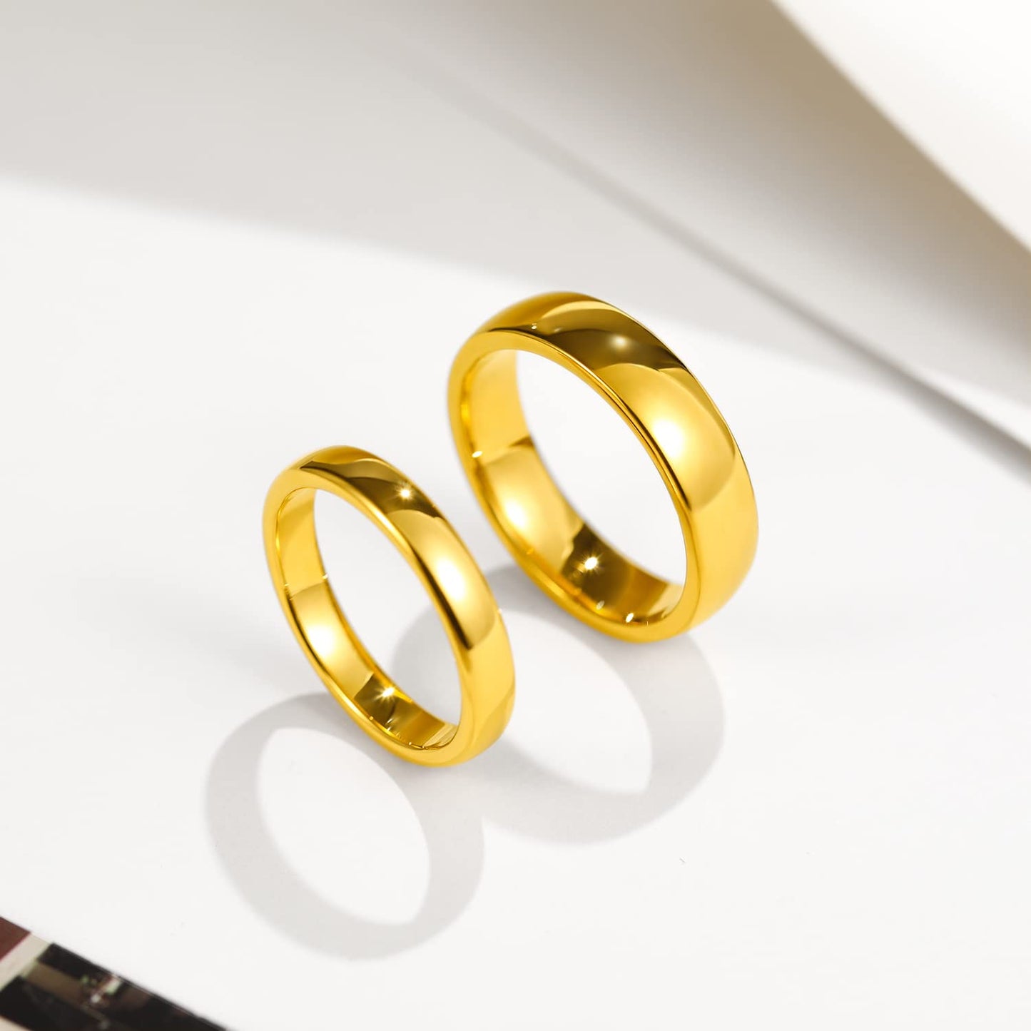 Greenpod 6mm 24K Gold Plated Tungsten Carbide Rings for Men Women Dome Polished Classic Wedding Band Comfort Fit Size 5.5