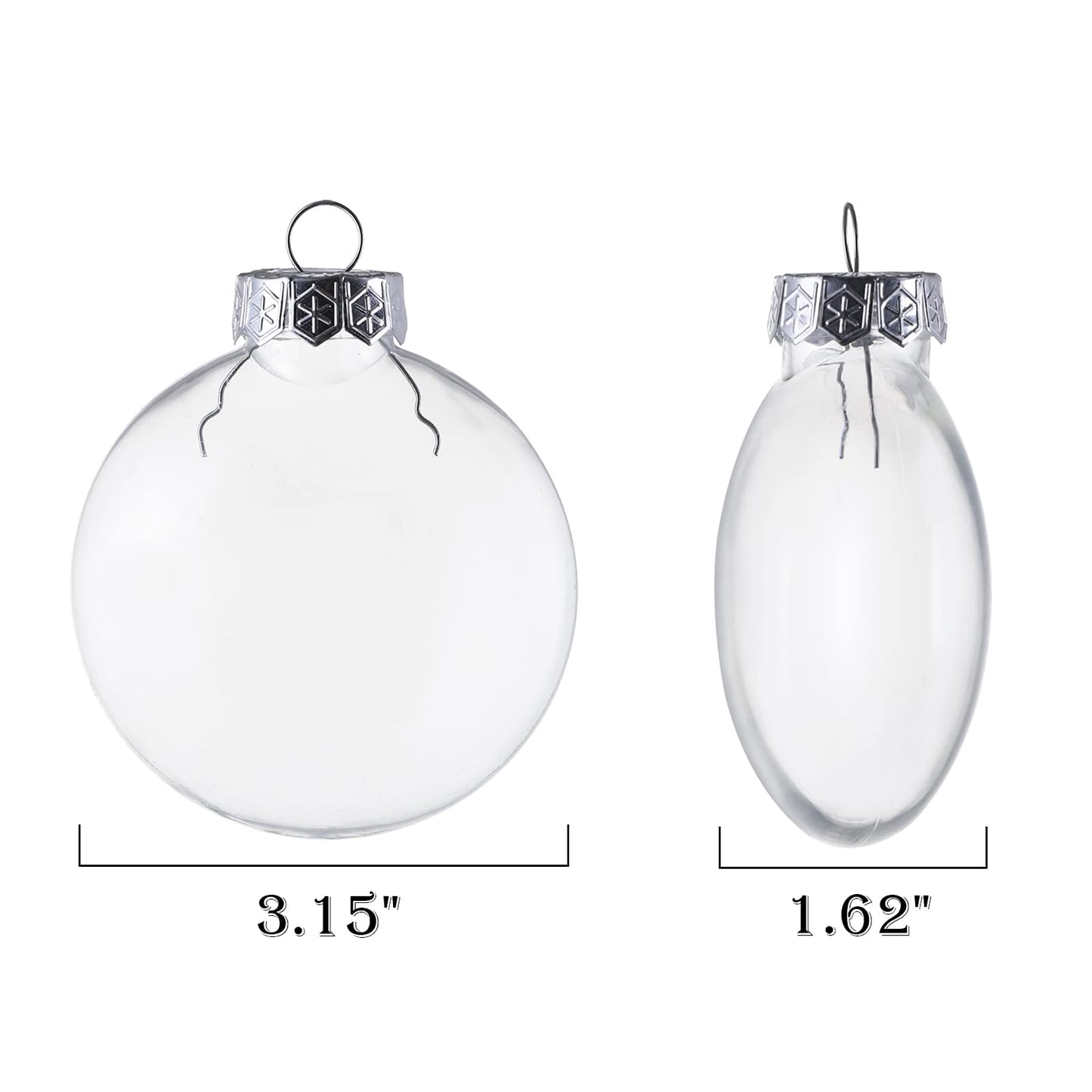 Kingrol 15 Pack Ornament Discs, 3.15 Inch Clear Plastic Fillable Ornament Ball for DIY Craft Projects, Christmas, Wedding, Party, Home Decor