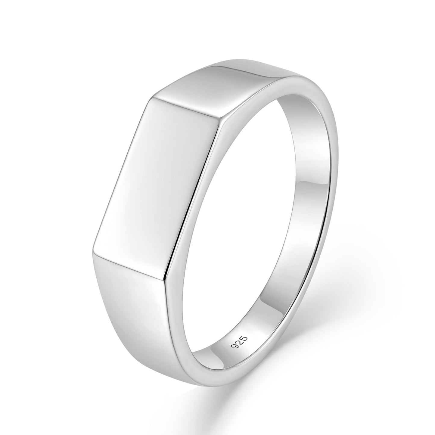 STARCHENIE Sterling Silver Signet Ring, 6mm Wedding Band, Unisex Pinky Thumb Ring Size 8