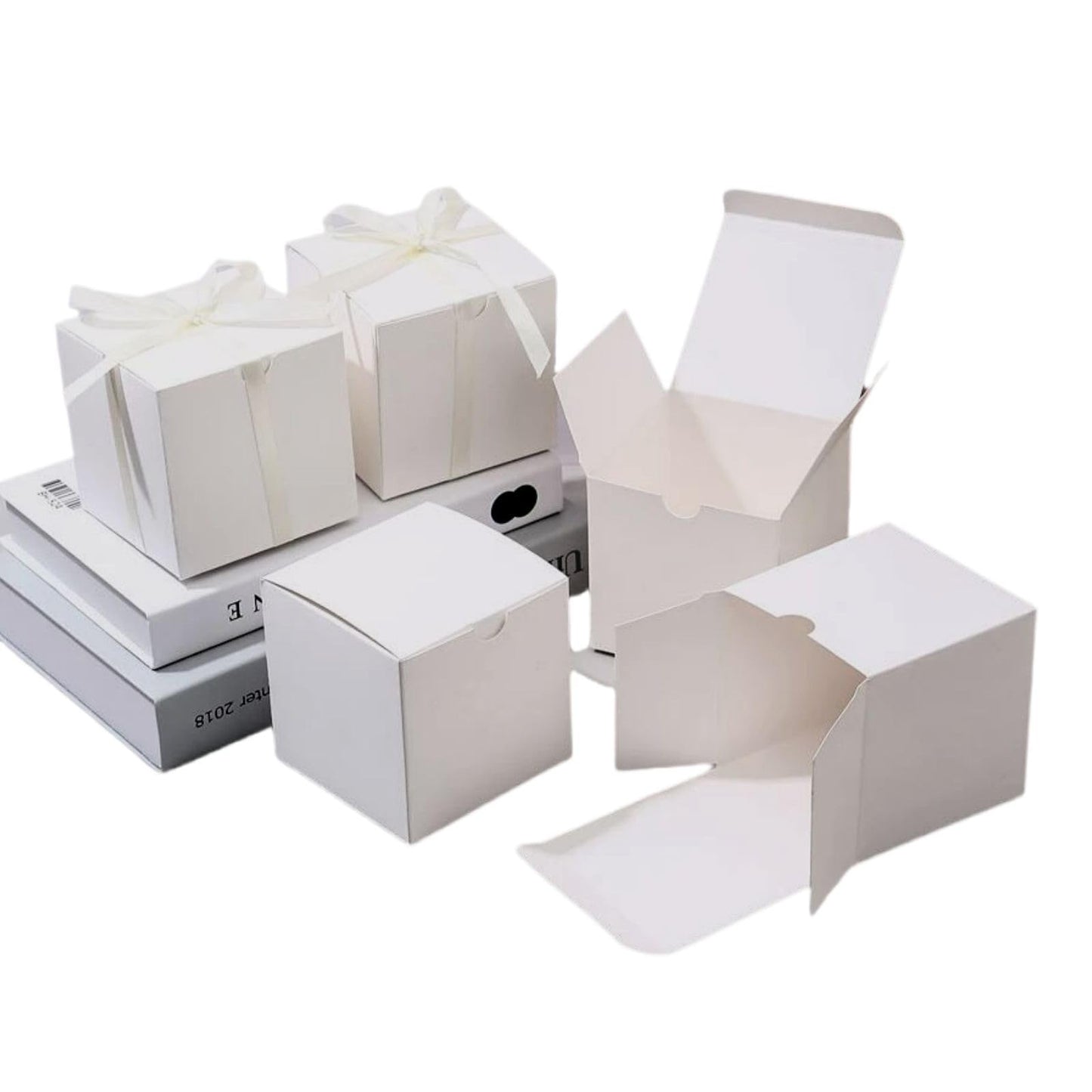 XCXGYCAWhite Gift Boxes 25 Pack 5x5x5 IN Small Gift Boxes With Lids for Birthday Party Gift Boxes, Christmas Holiday Gift Boxes, With 25 Thank You Stickers & Bottom Reinforcement Sticker