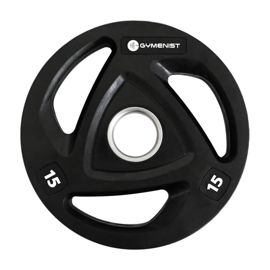 GYMENIST Premium Olympic Rubber Coated Metal Weight Plates for Men and Women – Durable Non Slip Grip and Long-Lasting Weights Plate Gym Sets for Home and Commercial Use (15 Lb - Single, Rubber)