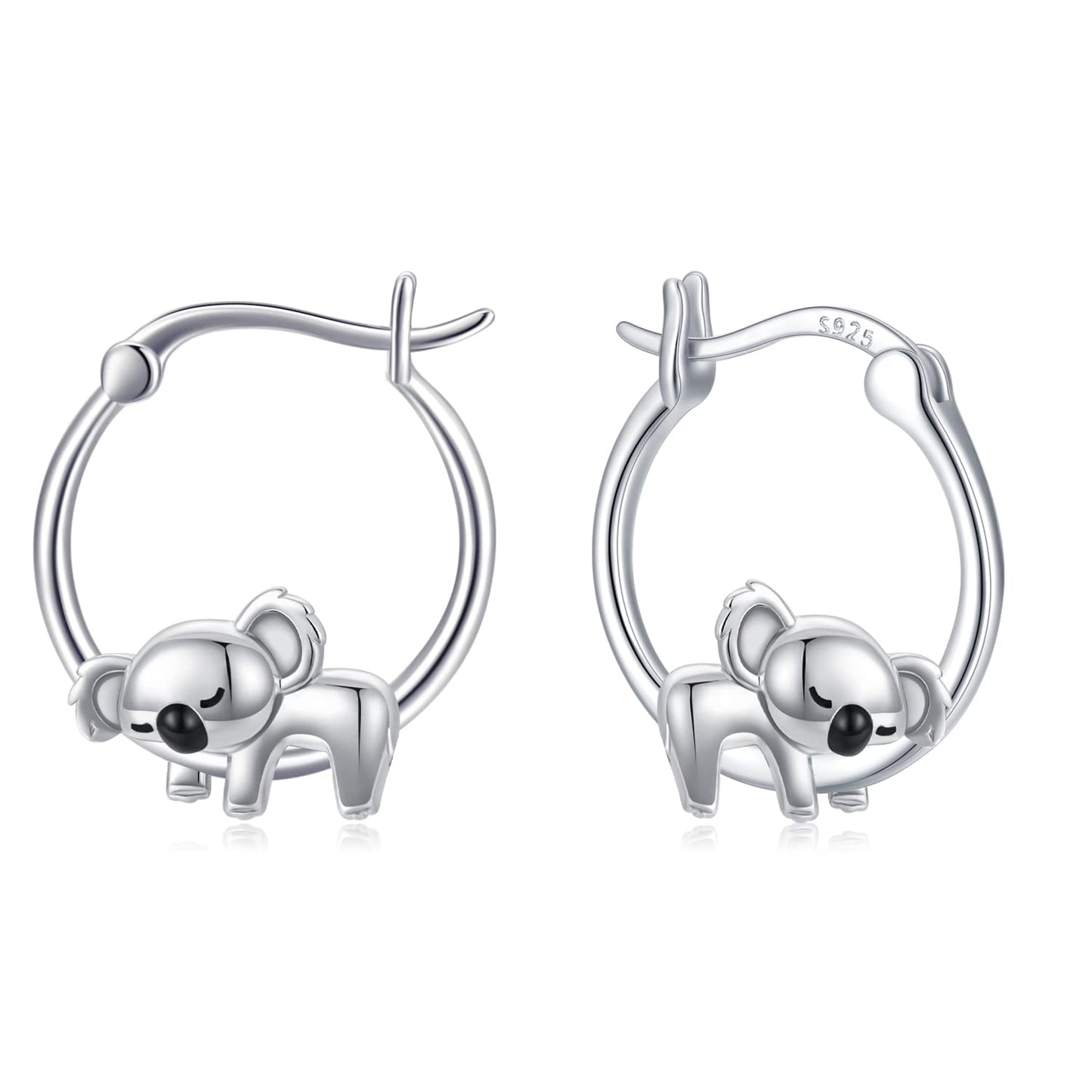 Koala Hoop Earrings for Women Girls Sterling Silver Small Animal Huggie Hoop Earrings for Sensitive Ears Koala Jewelry Graduation Gifts for Daughter Her