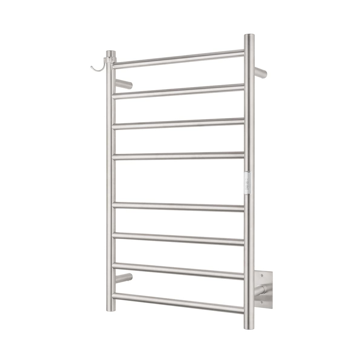 NORTTA Wall Mounted Towel Warmer 8 Bars with Plug-in and Hardwired Options 3 Working Modes Brushed Stainless Steel 21” W 34” H
