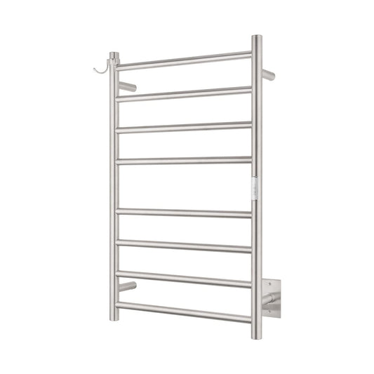 NORTTA Wall Mounted Towel Warmer 8 Bars with Plug-in and Hardwired Options 3 Working Modes Brushed Stainless Steel 21” W 34” H