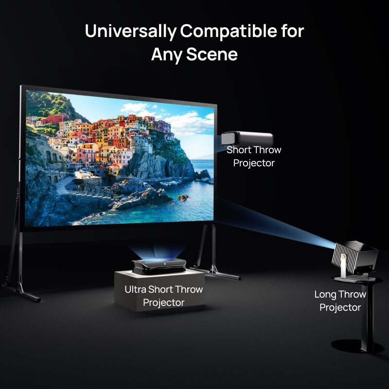 AWOL VISION Folding Outdoor Projector Screen with Stand (200 inches)，Outside Projection Screen 4K/8K UHD Support, Freestanding, Portable Alloy Frame, 16:9 HD, Lightweight for Camping, Backyard