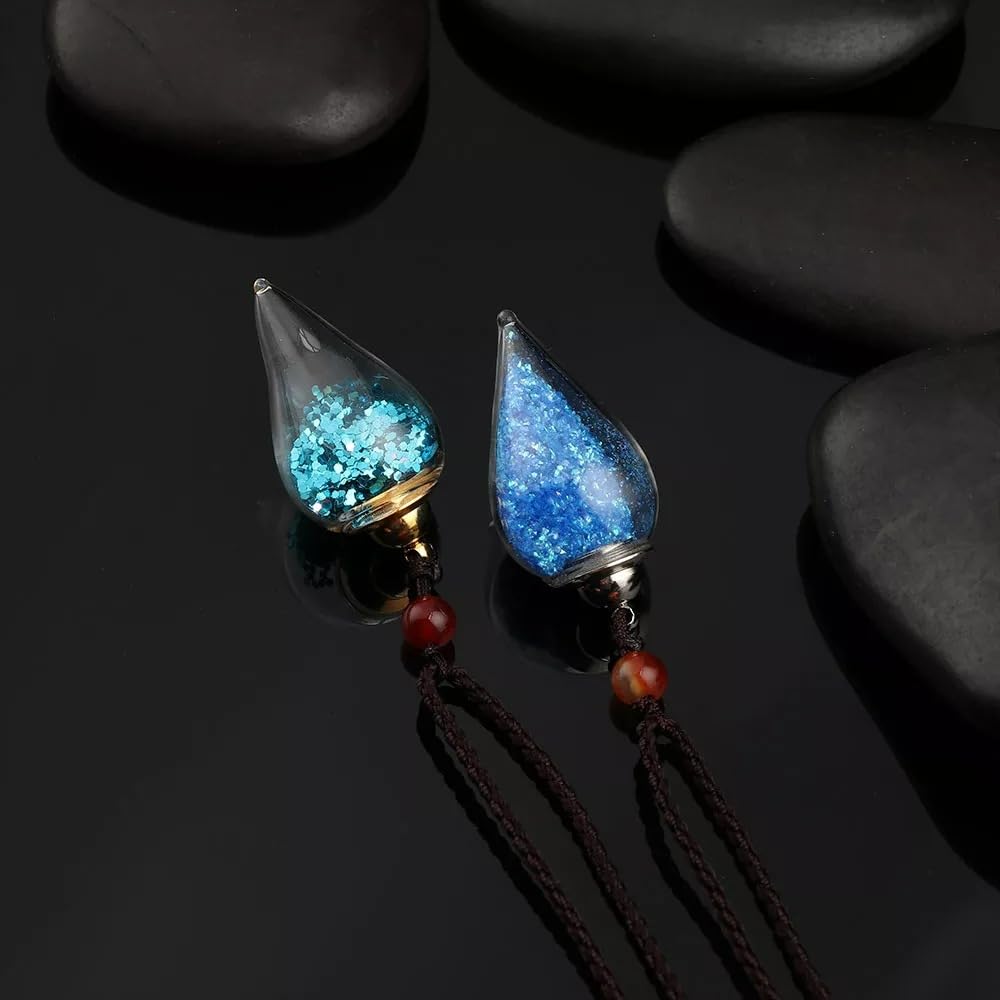 925 Sterling Silver Blood Vial Necklace For Women and Men - Glass Pendant Perfume Bottle - Water Container Jar Necklaces For Liquid Oil Diffuser Jewelry