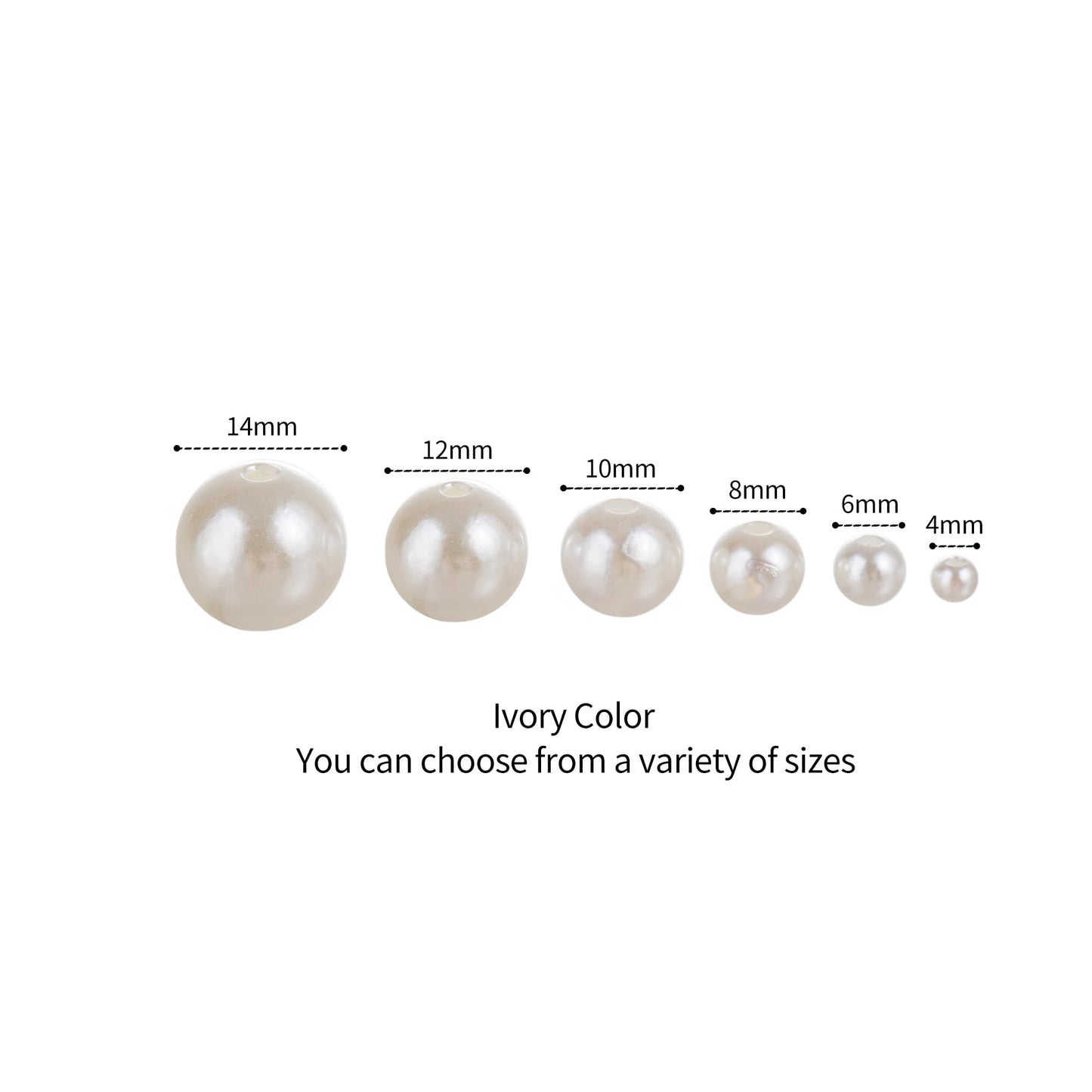 YoungJewl 1865 Pcs Pearls for Crafts,6 Sizes Mixed Ivory Fake Pearl Beads,Acrylic Pearls Bulk for Jewelry Making with Holes,Bracelet Necklace DIY,Vase Filler and Makeup Brush Case(4-14 mm)