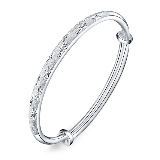 Sterling Silver Bangle Bracelets for Women, Handmade Bracelet for Women, Birthday Gifts for Women, Mom Gifts (Silver-5)