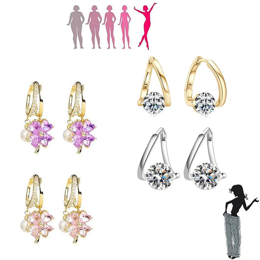 4 Pairs Lymphatic Drainage Slimming Hoop Earrings, Halolux Lymphvity Germanium Earring Acupuncture Therapy Hoop Earrings Fashion Jewelry Gift For Women Men(4PP)