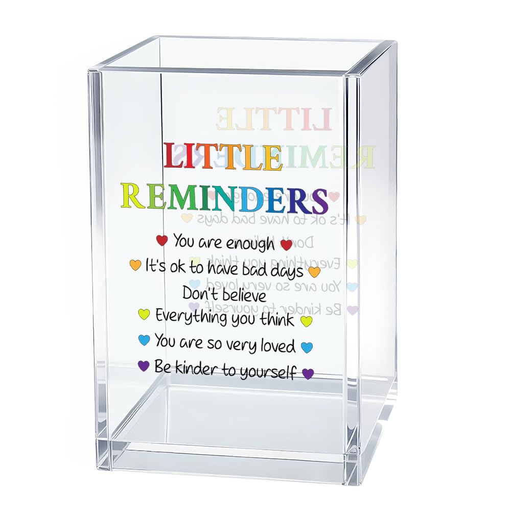 Gkodw Little Reminders Pen Holder Cosmetic Organizer, Fun Self Love Pen Pencil Holders for Desk, Appreciation Little Reminders Desk Accessories, Home Office Gifts Organizer for Daughter Son Therapist