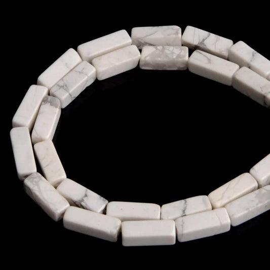 4x13mm Natural Stone Howlite Rectangular Column Tube Cylinder Spacer Loose Beads Gemstone for DIY Bracelets Necklace Jewelry Making Strand 15 Inch (28-30pcs)