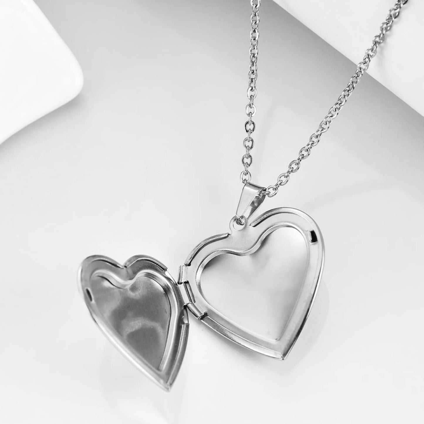 PHOCKSIN Silver Heart Locket Necklace That Holds Pictures Engraved I Love You Daughter Birthday Gifts For Daughter from Parents