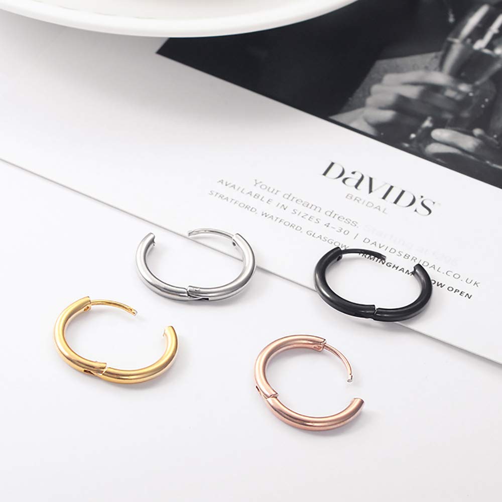 316L Surgical Stainless Steel Huggie Hoop Earrings 11mm Hypoallergenic Earrings Hoop Cartilage Helix Lobes Hinged Sleeper Earrings For Men Women (D02:11mm Silver(THK 2.0mm))