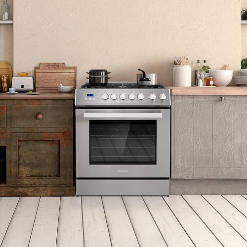 COSMO COS-305AGC 30 in. 5.0 cu. ft. Freestanding Single Oven Gas Range with 5 Burner Cooktop and Heavy Duty Cast Iron Grates in Stainless Steel