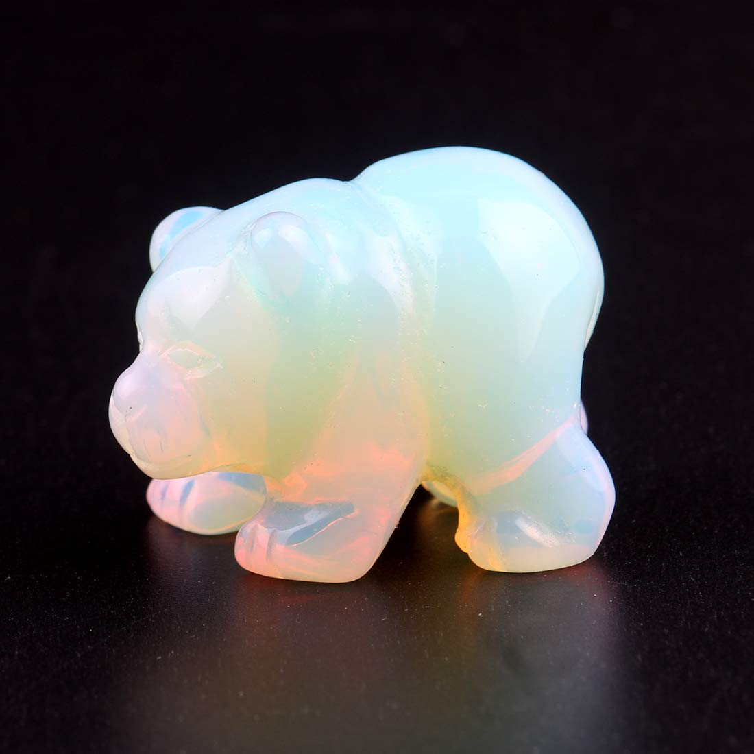 Natural 1.5inches Opalite Opal Bear Beads Semi Stone Carved Statue Chakra Healing Reiki Crafts (Opalite)