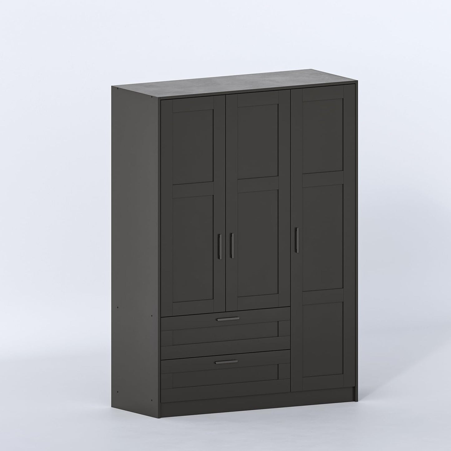 Fddevelop Wood Wardrobe Closet with 3 Doors and 2 Drawer，Bedroom Freestanding Armoire Storage Cabinet with Shelves，Wooden Wardrobe Combination for Hanging Clothes