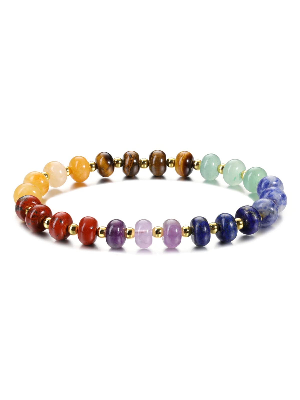 MANIFO 7 Chakra Crystals Bracelet Reiki Healing Crystal Gemstone Stretch Bracelets for Women Yoga Meditation