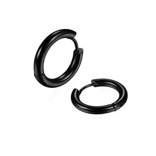 316L Surgical Stainless Steel Huggie Hoop Earrings 10mm Black Hypoallergenic Earrings Hoop Cartilage Helix Lobes Hinged Sleeper Earrings For Men Women(C03:10mm Black(THK 2.0mm))
