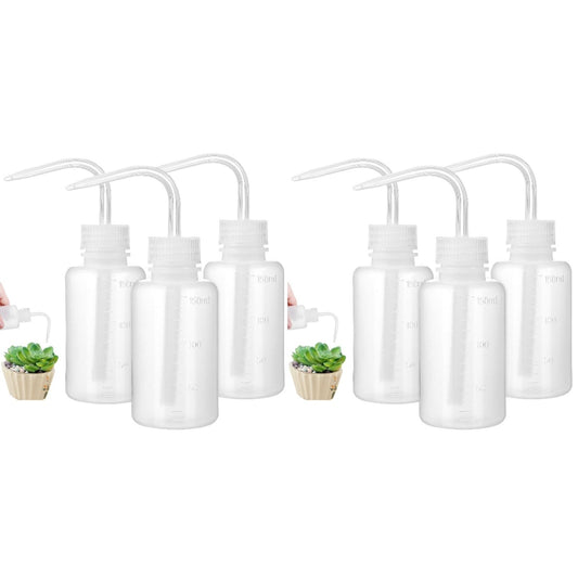 TOPPERFUN 6Pcs 150Ml Lab Wash Bottles Small Squeeze Bottles for Succulent Plant Watering Tattoo Supplies and Laboratory Use with Precise Nozzle