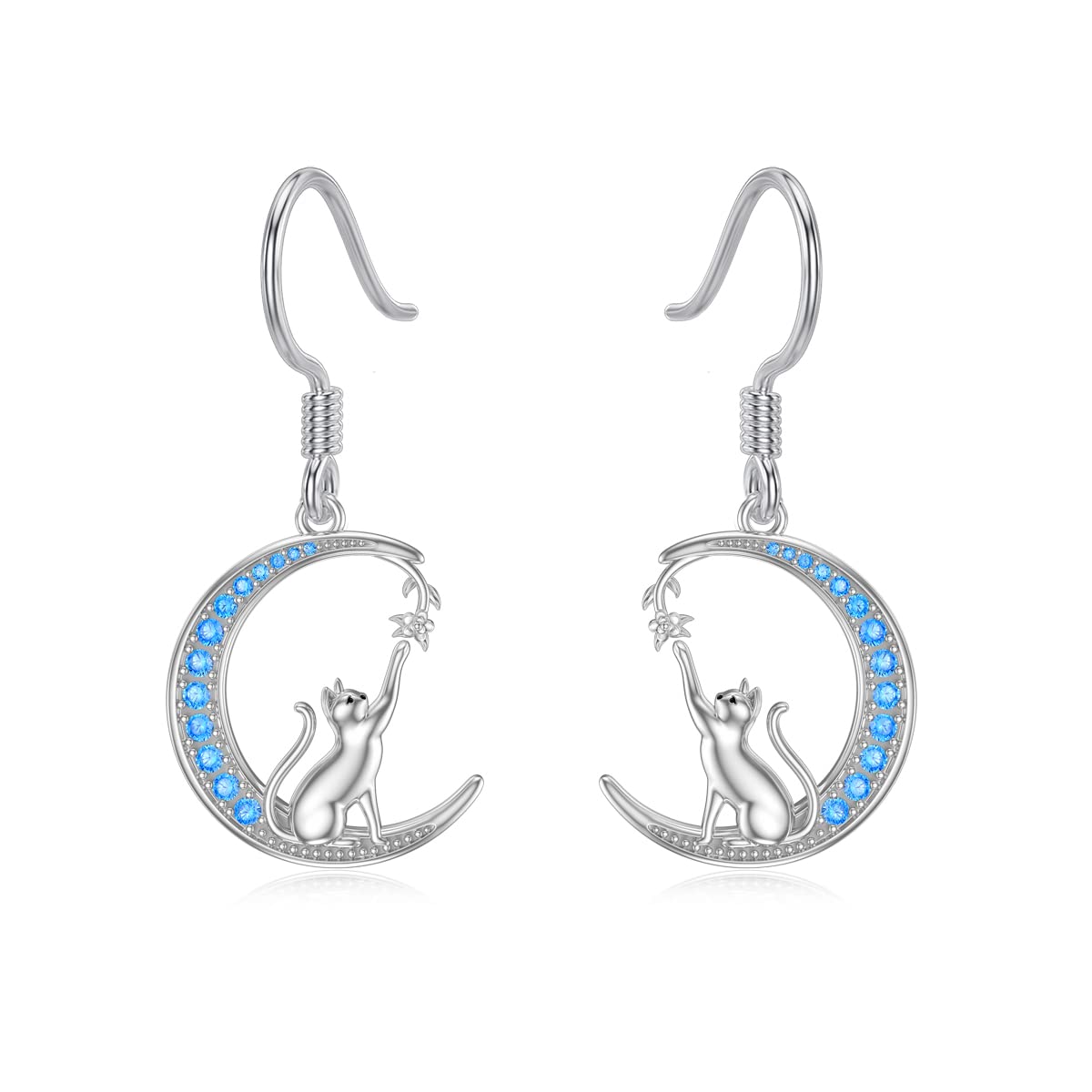 Mother's Day Gifts Cat Earrings Sterling Silver Dangle Cat Pendant Jewelry Cat Gifts for Women